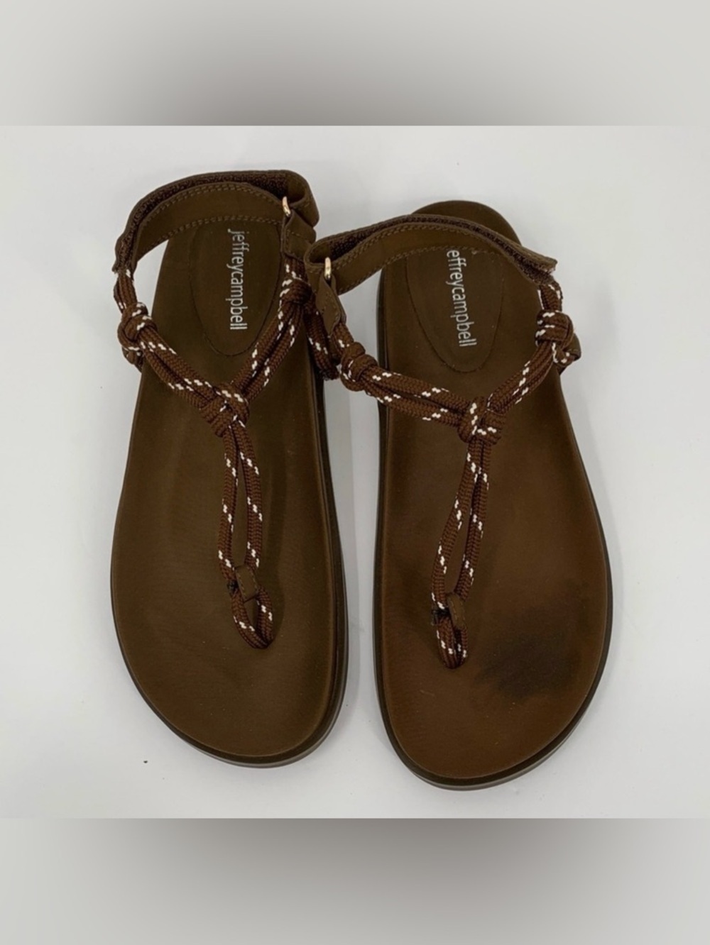Jeffrey Campbell Anthropologie All-Aboard Rope Sandals thong brown flat 8.5